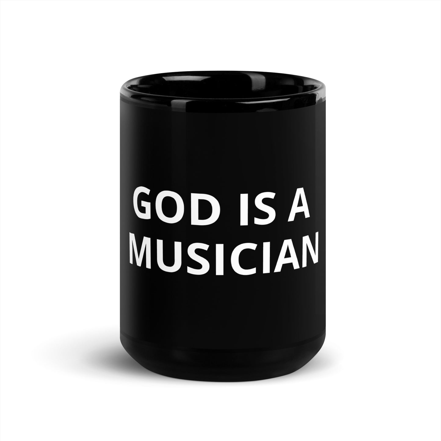 GOD IS A MUSICIAN BLACK MUG