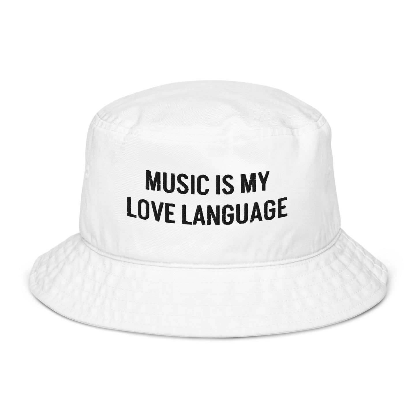 MUSIC IS MY LOVE LANGUAGE WHITE ORGANIC BUCKET HAT